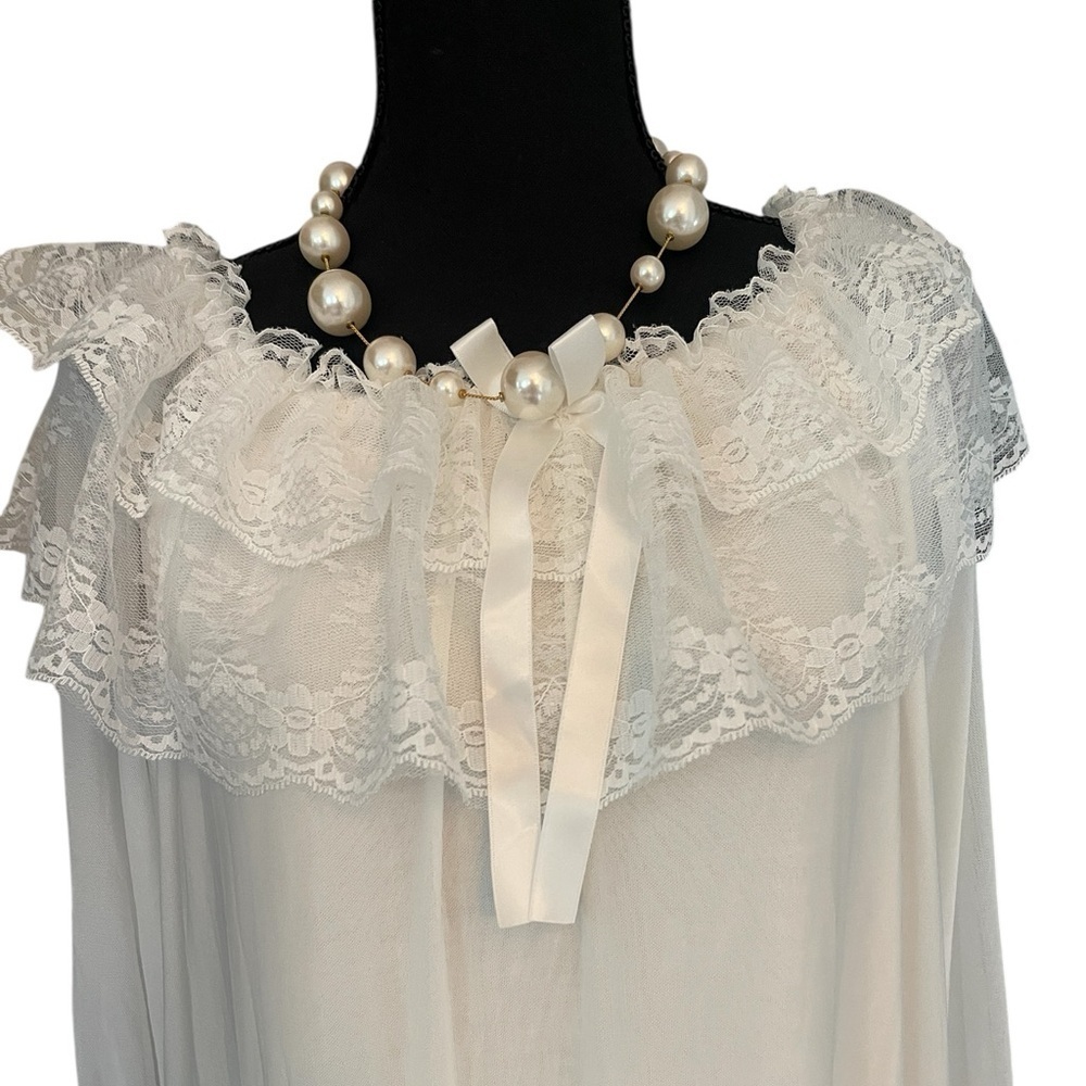Palace Home White Lace Regency Nightgown S Bridgerton Romantic Cottagecore - Picture 8 of 11